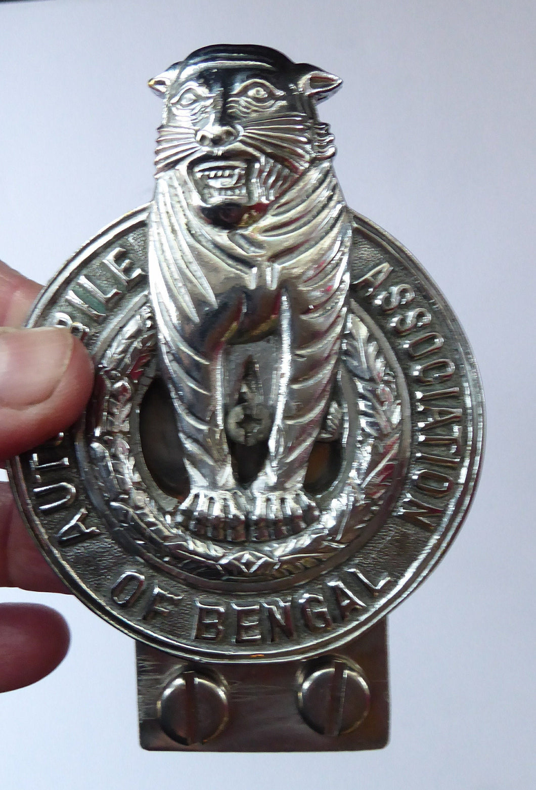 Very Rare 1930s Automobile Association of Bengal (India) Car Badge - with Tiger Motif. Excellent Vintage Condition