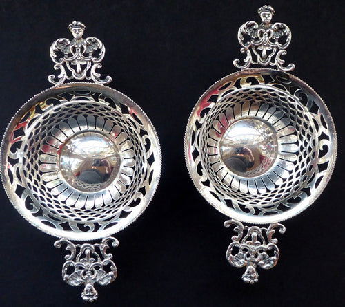 1901 Victorian Sterling Silver Bon Bon Dishese with Angel Head Handles