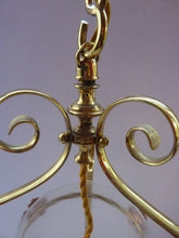 Load image into Gallery viewer, ART NOUVEAU Antique Brass &amp; Frosted Glass Hanging Light Shade / Lantern
