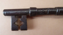 Load image into Gallery viewer, ANTIQUE Georgian / Victorian Large Cast Iron / Steel Bullring Key. Good Condition. Key Code C

