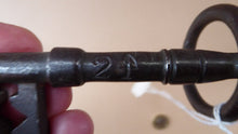 Load image into Gallery viewer, ANTIQUE Georgian / Victorian Large Cast Iron / Steel Bullring Key. Good Condition. Key Code C
