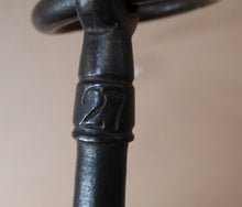 Load image into Gallery viewer, ANTIQUE Georgian / Victorian Large Cast Iron / Steel Bullring Key. Good Condition. Key Code D
