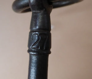 ANTIQUE Georgian / Victorian Large Cast Iron / Steel Bullring Key. Good Condition. Key Code D