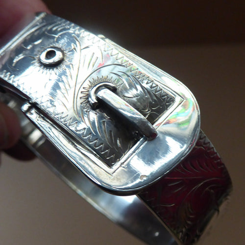 Vintage Heavy 925 Silver Buckle Bracelet 