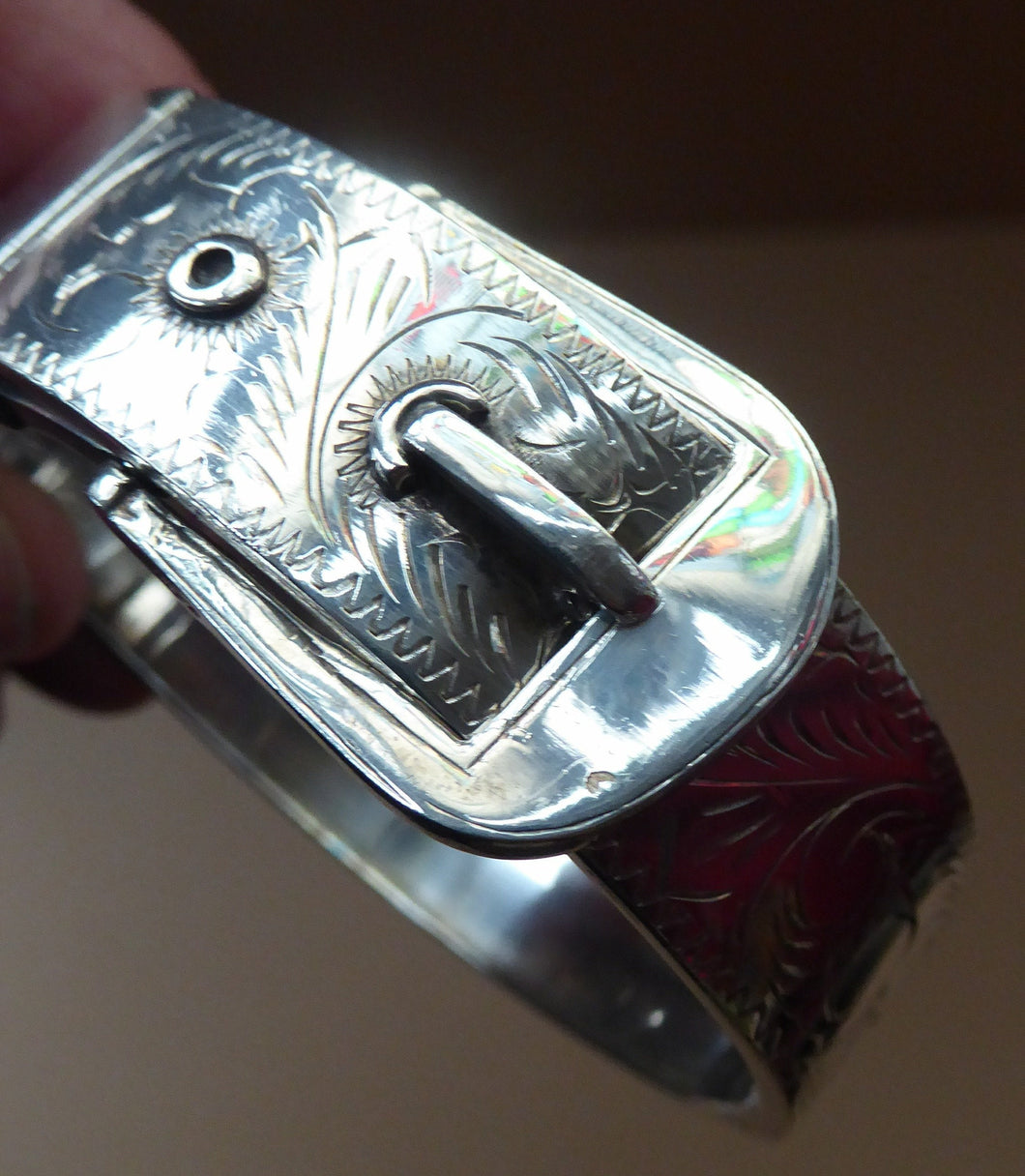 Victorian Silver Buckle Bangle circa 1880 | BADA