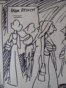 LISTED ARTIST. Large Vintage CARTOON by Bill Tidy. Humourous Sexual Techniques Classes