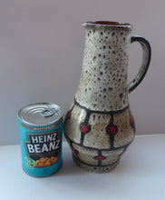 Load image into Gallery viewer, Vintage 1970s West German Pottery Handled Vase or Pitcher. JASBA WARE with Orange Polka Dot Pattern. 10 inches high
