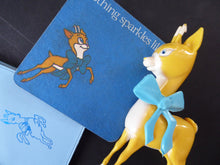 Load image into Gallery viewer, VINTAGE Babycham Job Lot: Small Plastic Babycham Bambi Fawn Model. 5 inches. Offered with two coupe glasses, beer mat and order pad
