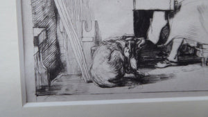 SCOTTISH ART. David Wilkie. The Lost Receipt. Original etching and drypoint on paper; c 1824. Wooden Frame