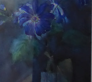Kate Cameron Signed Watercolour of Blue Daisies Framed 