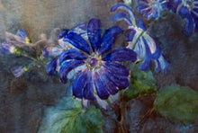 Load image into Gallery viewer, Kate Cameron Signed Watercolour of Blue Daisies Framed 

