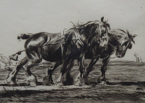 Original 1920s Etching and Drypoint by GEORGE SOPER (1870 - 1942). The Ploughing Match I