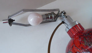 Vintage 1930s WMF IKORA Glass Lamp: With original chrome fittings & lights up inside the glass base