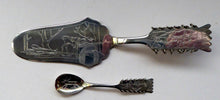 Load image into Gallery viewer, 1960s SOLID SILVER Sami Swedish Serving Slice. Decorated with Engraved Reindeer and with Ring Top Handle
