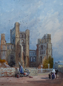 Victorian Art for Sale. James Burrell Smith Watercolour of the Ruins of an Abbey