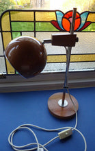 Load image into Gallery viewer, 1970s Desk Lamp Copper Ball Shade Rise and Fall Arm Eye Ball Shape
