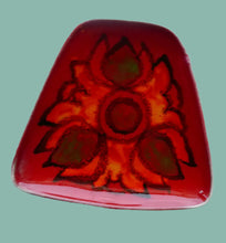 Load image into Gallery viewer, LARGER 1970s Poole DELPHIS Pin Dish. Abstract Designs in Red, Orange and Green Shades
