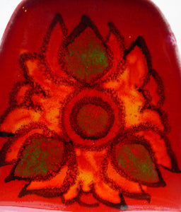 LARGER 1970s Poole DELPHIS Pin Dish. Abstract Designs in Red, Orange and Green Shades