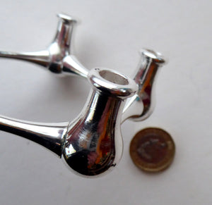 SILVER PLATE: Sweet Little 1960s DANISH Candle Holder with Fine Taper Candles. Holds 5 candles. Still in Original Box