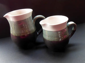 SCOTTISH POTTERY. Two Vintage Studio Pottery Stoneware Jugs by Tom Lochhead, Kirkcudbright