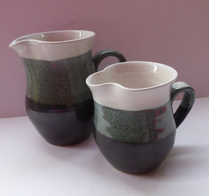 SCOTTISH POTTERY. Two Vintage Studio Pottery Stoneware Jugs by Tom Lochhead, Kirkcudbright