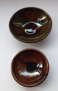 SCOTTISH POTTERY. Two Vintage Studio Pottery Stoneware Pin Dishes by Tom Lochhead, Kirkcudbright