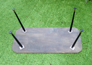 Fabulous 1950s Atomic Space Age Glass Topped Rectangular Coffee Table. Original Screw on Legs with Brass Feet