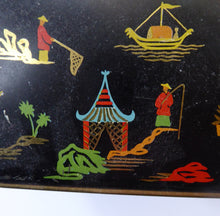 Load image into Gallery viewer, Vintage 1950s SCOTTISH Biscuit Tin for William Crawford. Stylish Mid Century Image with Stylised Chinese Motifs
