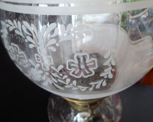 ANTIQUE Victorian Clear Pressed Glass Oil or Kerosene Lamp. Complete Lamp with Unusual Glass Fish Decorative Section