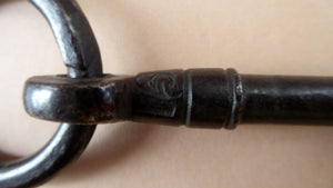 ANTIQUE Georgian / Victorian Large Cast Iron / Steel Bullring Key. Good Condition. Key Code A