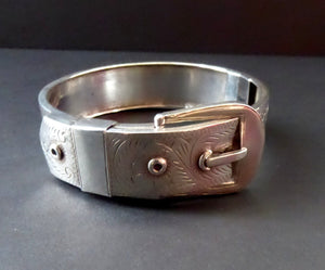 Vintage Heavy 925 Silver Buckle Bracelet 