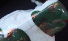 Load image into Gallery viewer, Rarer Small Staffordshire Dogs Chimney Spaniels / Wally Dugs. With Unusual Olive Green Lustre Patches; c 1860

