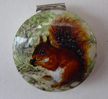 Load image into Gallery viewer, Cute Vintage Hallmarked SOLID SILVER Trinket Box. Hand-Painted Enamels on Lid  Featuring an Image of a RED Squirrel
