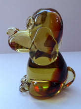 Load image into Gallery viewer, Vintage ITALIAN MURANO Glass Figurine in the Form of a Little Golden Amber Puppy Dog. With Red Murano Label
