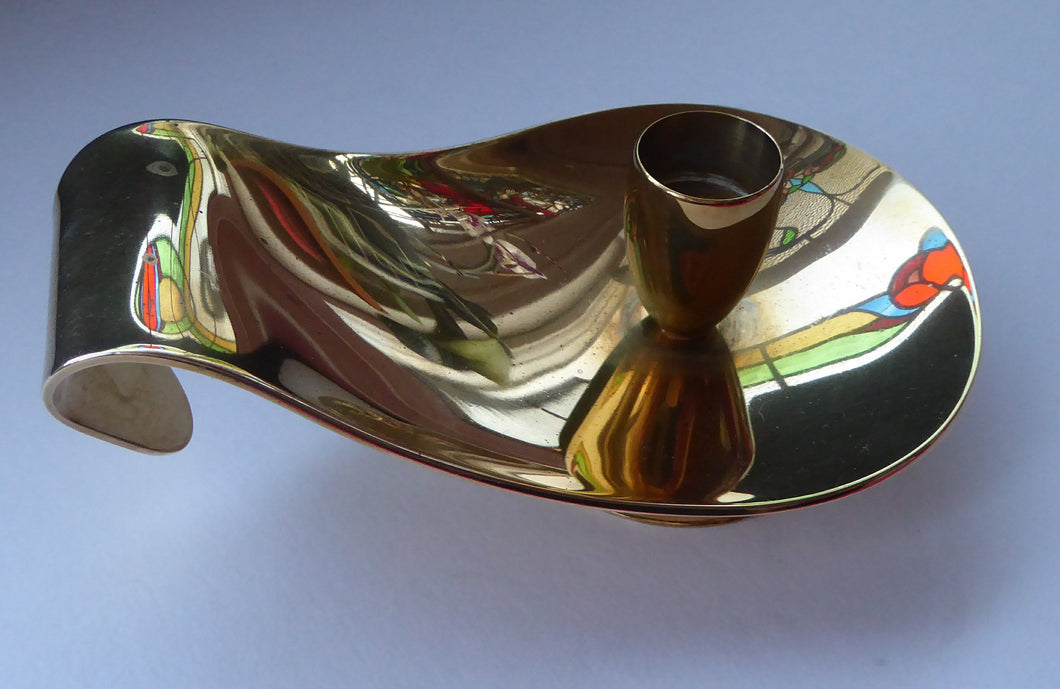 1960s Dantorp Design Danish Polished Brass Candlestick