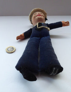 Genuine Vintage Norah Wellings SAILOR DOLL. Wearing SS. Argentina Star Cap. Original Label Sewn on Base of Foot