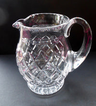 Load image into Gallery viewer, LARGE Vintage Stuart Crystal Lemonade or Water Jug. With simple criss-cross pattern (STU 34).  Height 6 1/2 inches
