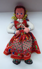 Load image into Gallery viewer, Large 1950s MARIA HELENA Cloth Doll. Beautiful Polish Costume Doll with Red Felt Beautifully Embroidered Skirt

