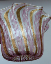 Load image into Gallery viewer, Vintage Venetian / Salviati Murano Glass Latticino Zanfirico Glass Finger Bowl; Gold Inclusions and Frilled Edges
