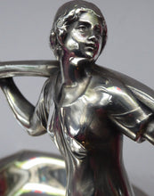 Load image into Gallery viewer, SIGNED WMF Silver Plate Art Nouveau / Jugendstil Serving Dish in Three Sections with Elegant Lady Resting on Whiplash Scroll
