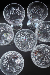 Vintage EDINBURGH CRYSTAL 1950s Claret Glass with stylish Lochiel Pattern. Etched mark to base