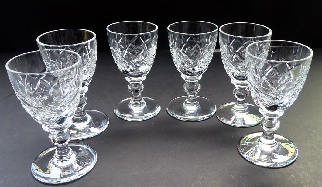 Set of Six Vintage WEBB CRYSTAL Tiny Liqueur Glasses. Matching Set of Six. Signed on the base