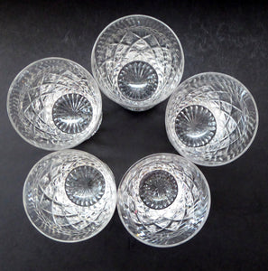 Set of FIVE Vintage STUART Crystal Whisky Glasses or Tumblers. Possibly Cheltenham Pattern