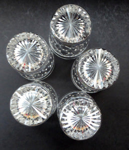 Set of FIVE Vintage STUART Crystal Whisky Glasses or Tumblers. Possibly Cheltenham Pattern