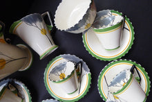 Load image into Gallery viewer, 1930s BURLEIGH Ware ZENITH Art DECO Coffee Set with fine Dawn Pattern. Coffee Pot, Six Cups and Saucers; Milk Jug and Sugar Bowl
