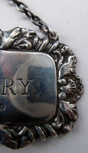Load image into Gallery viewer, Vintage SOLID SILVER SHERRY Decanter Bottle Label. Hallmarked with the London Silver Mark for 1965
