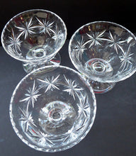 Load image into Gallery viewer, EDINBURGH CRYSTAL THREE Matching Sundae Dishes or Bowls. Excellent Vintage Condition with Shorter Stem and Engraved Stars
