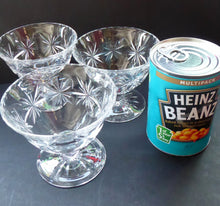 Load image into Gallery viewer, EDINBURGH CRYSTAL THREE Matching Sundae Dishes or Bowls. Excellent Vintage Condition with Shorter Stem and Engraved Stars
