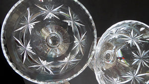 EDINBURGH CRYSTAL THREE Matching Sundae Dishes or Bowls. Excellent Vintage Condition with Shorter Stem and Engraved Stars
