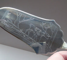 Load image into Gallery viewer, 1960s SOLID SILVER Sami Swedish Serving Slice. Decorated with Engraved Reindeer and with Ring Top Handle
